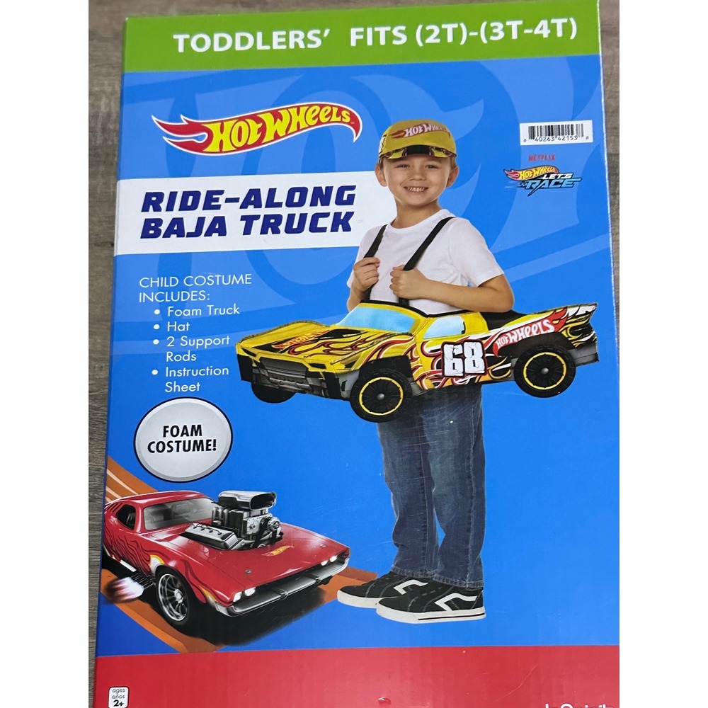 Hot Wheels Ride-Along Baja Truck Toddler Foam Costume  Fits Size 2T-(3T-4T) NWT